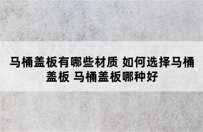 马桶盖板有哪些材质 如何选择马桶盖板 马桶盖板哪种好